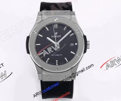 WWF Factory 1:1 Hublot Classic Fusion Black Dial Watch ​45mm Super Clone Titanium Case 